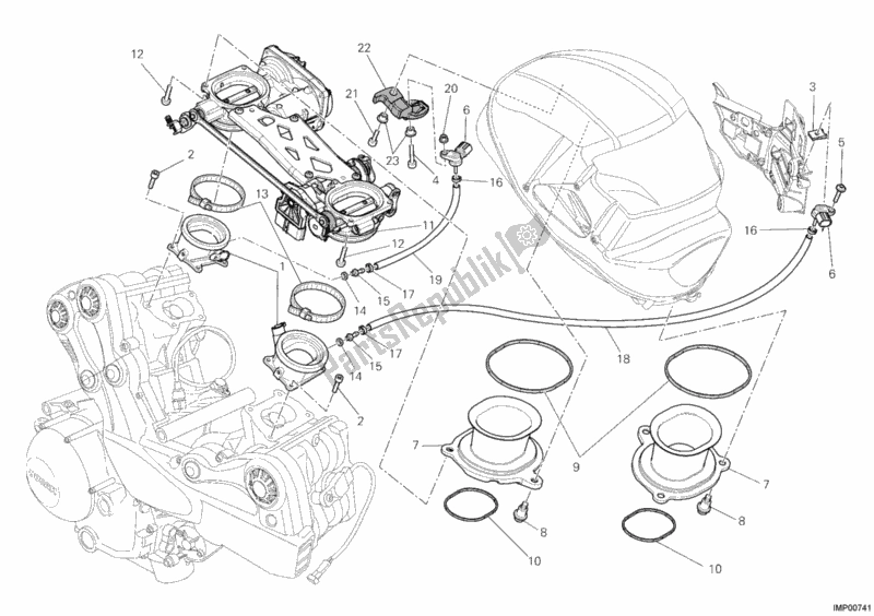 All parts for the Throttle Body of the Ducati Multistrada 1200 S Sport USA 2012